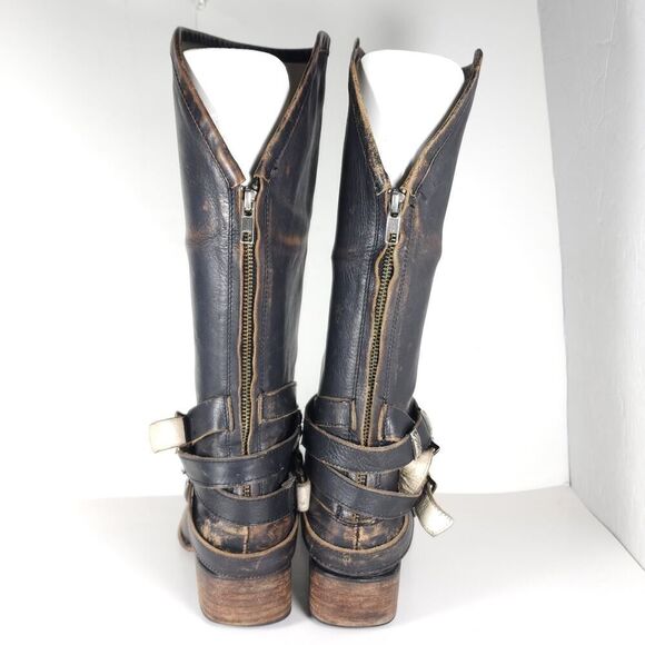 Freebird by Steven Women's Drove US9 Black Leather Distressed Western Boots - Picture 8 of 16